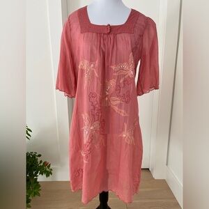 APRIL CORNELL Romance Sheer Over Dress Sequin Bead Floral Embellishment Coverup